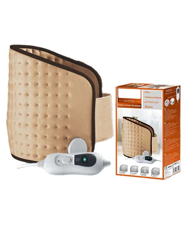 Cintura Termica 100W Fasce Lombare Riscaldamento a 3 Livelli Materiale Lavabile in Poliestere Spegnimento Automatico 290x690mm