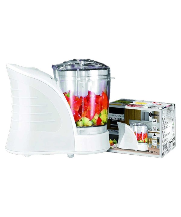Tritatutto da Cucina Elettrico a Doppia Lame in Acciaio Inox 200W con 2 Velocita Vassoio in Vetro Temperato Capacita 400ml Bianco