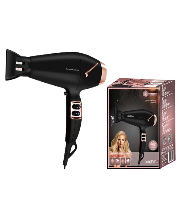 Asciugacapelli Professionale 2100W con 2 Velocita 3 Temperatura e Aria Fredda con Gancio per Appendere Nero Rosa