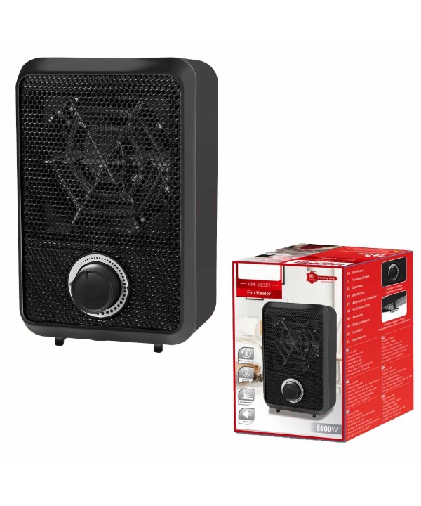 Mini Termoventilatore Elettrico 600W Termostato Regolabile con Protezione Anti Surriscaldamento Colore Nero