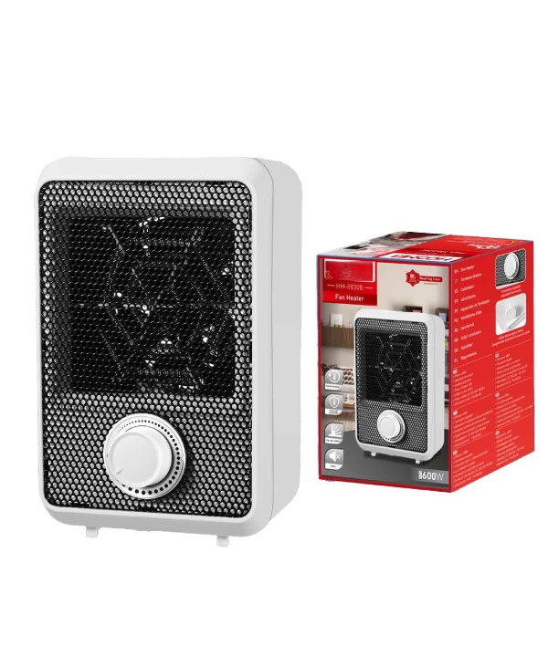Mini Termoventilatore Elettrico 600W Termostato Regolabile con Protezione Anti Surriscaldamento Colore Bianco