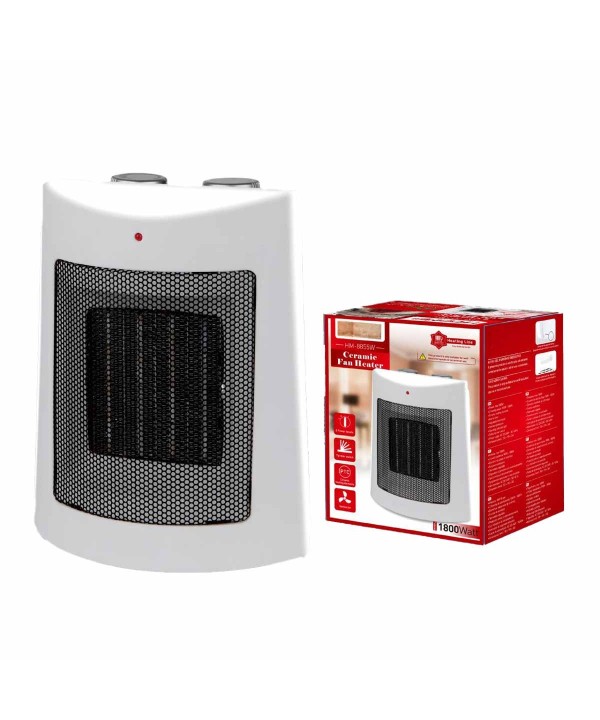 Termoventilatore in Ceramica con Potenza Regolabile 900W 1800W con Autoprotezione Surriscaldamento Rettangolare Bianco