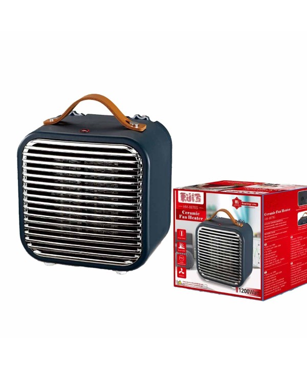 Mini Termoventilatore in Ceramica con Potenza Regolabile 600W 1200W con Autoprotezione Surriscaldamento Quadrato Grigio Scuro