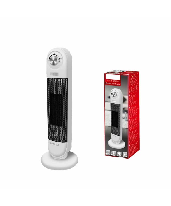 Termoventilatore in Ceramica Oscillante Automatica con Potenza Regolabile 1350W 2000W Autoprotezione Surriscaldamento Bianco 8880