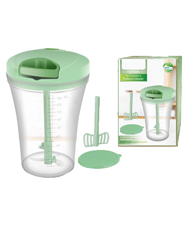 Tritatutto Manuale con Filo per Verdure Cipolle Patate Cubetti con Lame in Acciaio Inox Materiale BPA FREE Capacita 900mL