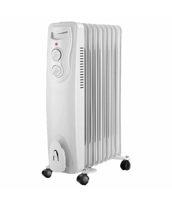 Radiatore ad Olio con 3 Livelli di Riscaldamento 800W 1200W 2000W con 9 Elementi con Ruote Spostamento con Autoprotezione Bianco