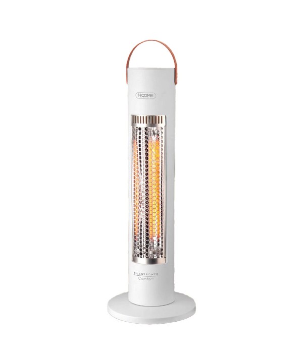 Stufa al Carbonio Oscillante 600W con Potenza Regolabile 2 Livelli con Griglia di Protezione in Metallo Oscillazione Automatico Bianco