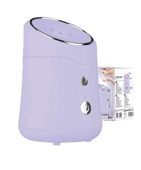 Sauna Facciale Vaporizzatore Nano Ionico SPA Viso Atomizzatore Vapore per Pulizia Punti Neri 220W Capacita 75 mL Viola