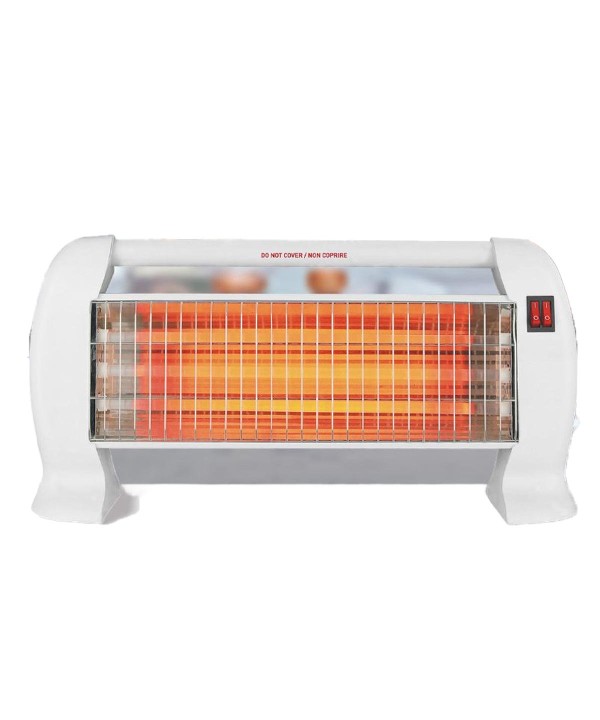 Stufa Elettrico al Quarzo 1200W con 3 Lampade al Quarzo per Riscaldamento Rapido Bianco 2 Interruttore per Livello Potenza Bianco