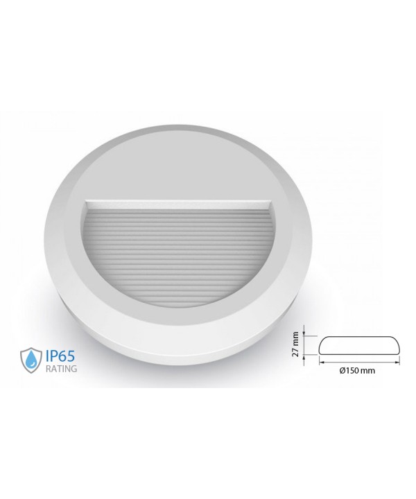 Faretto Luci Led Segnapasso Rotondo Carcassa Bianca 2W Bianco Neutro IP65 Montaggio a Plafone SKU-1314