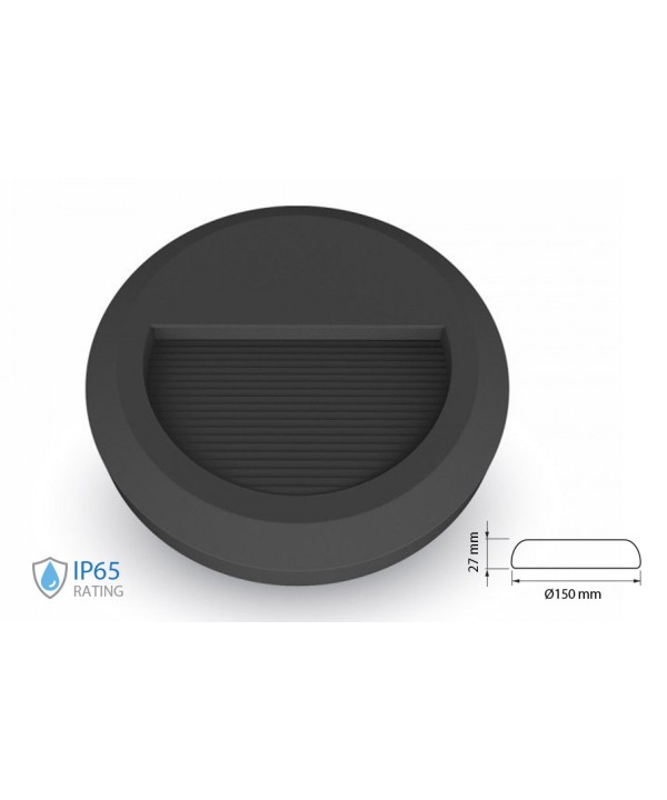 Faretto Luci Led Segnapasso Rotondo Carcassa Nera 2W Bianco Neutro IP65 Montaggio a Plafone SKU-1316