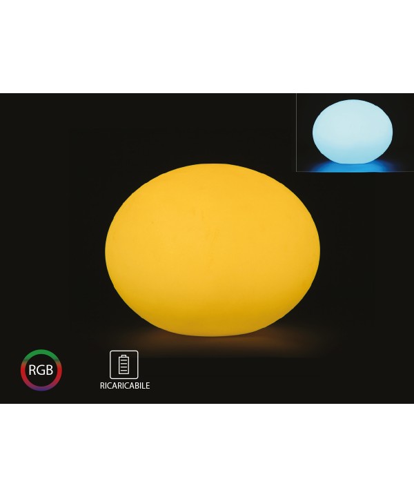 Lampada Led RGBW Luminosa Con Forma di Uova Oval Ball Light Ricaricabile Telecomando Incluso IP67 20X20X14cm SKU-40141