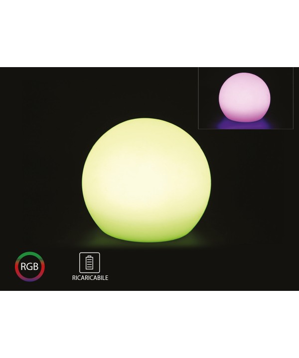 Sfera Palla Luminosa Piccola Ball Light Con Lampada Luce Led RGBW Ricaricabile Telecomando Incluso IP54 30X30X29cm SKU-40161