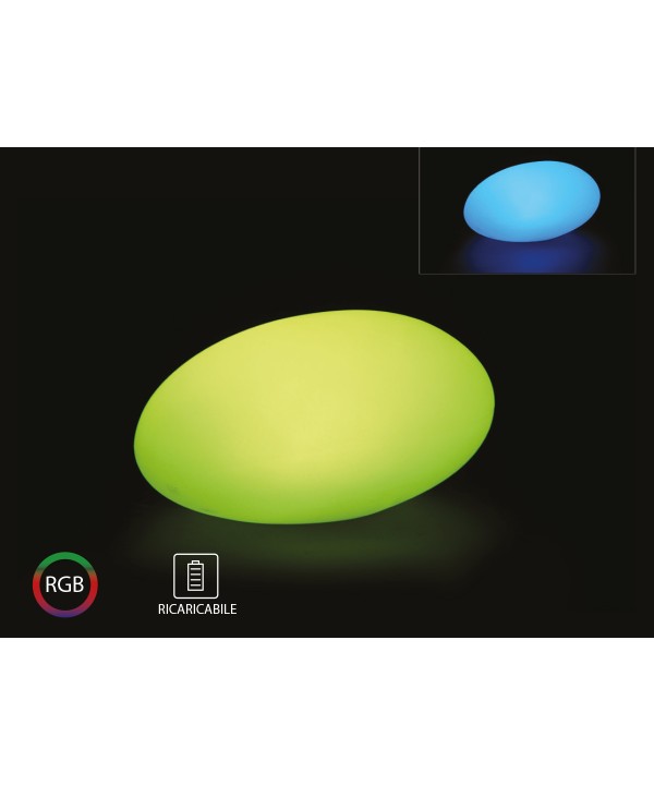 Lampada Led RGBW Luminosa Con Forma di Pietra Roccia Stone Light Grande Ricaricabile Telecomando Incluso IP67 33X25X17cm SKU-40171