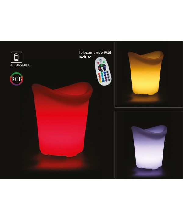 Secchio Di Ghiaccio Termico Con Lampada Luce Led RGBW Ricaricabile Telecomando Incluso IP54 29X33X35cm SKU-40191