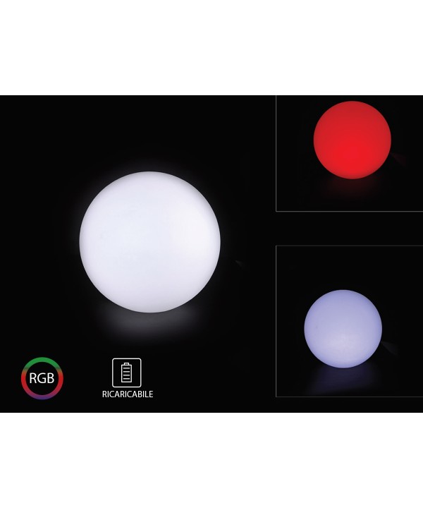 Sfera Palla Luminosa Grande Ball Light Con Lampada Luce Led RGBW Ricaricabile Telecomando Incluso IP54 40X40X39cm SKU-40201