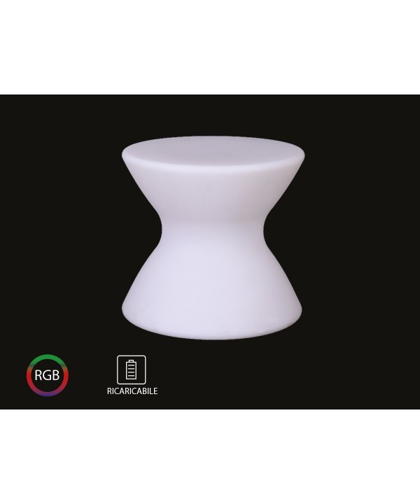 Seggiola Bassa da Bar Stool Light Con Lampada Luce Led RGBW Ricaricabile Telecomando Incluso IP54 40X40X36cm SKU-40231