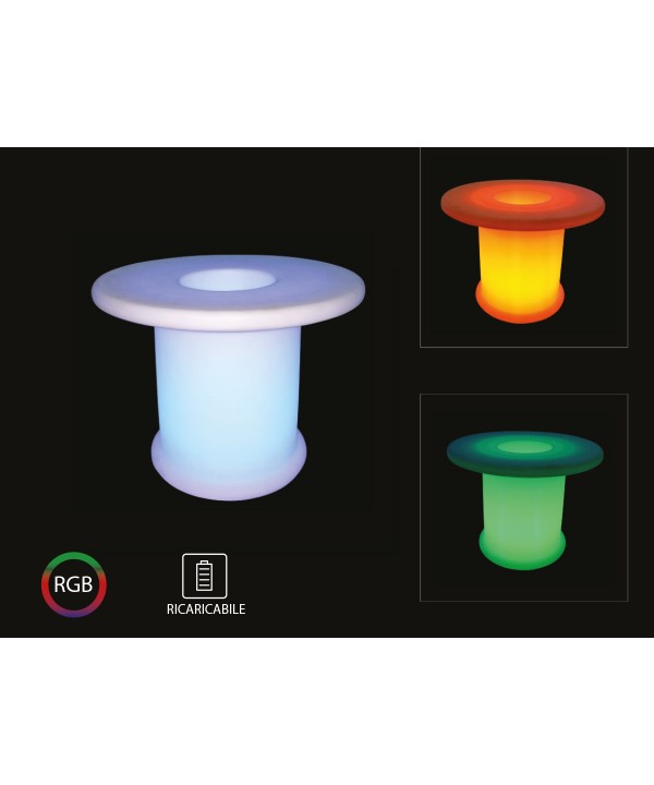 Tavolo Cafe da Bar Coffee Table Con Lampada Luce Led RGBW Ricaricabile Telecomando Incluso IP54 72X72X58cm SKU-40251