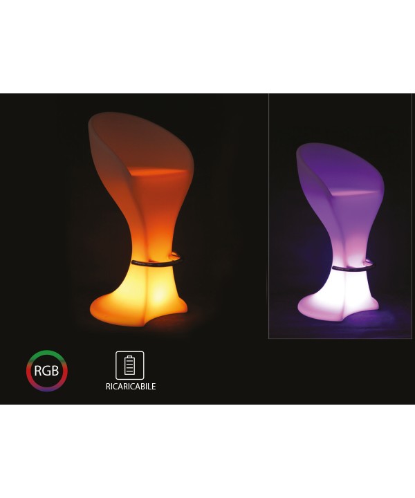 Seggiola da Bar Con Lampada Luce Led RGBW Ricaricabile Telecomando Incluso IP54 50X56X110cm SKU-40271