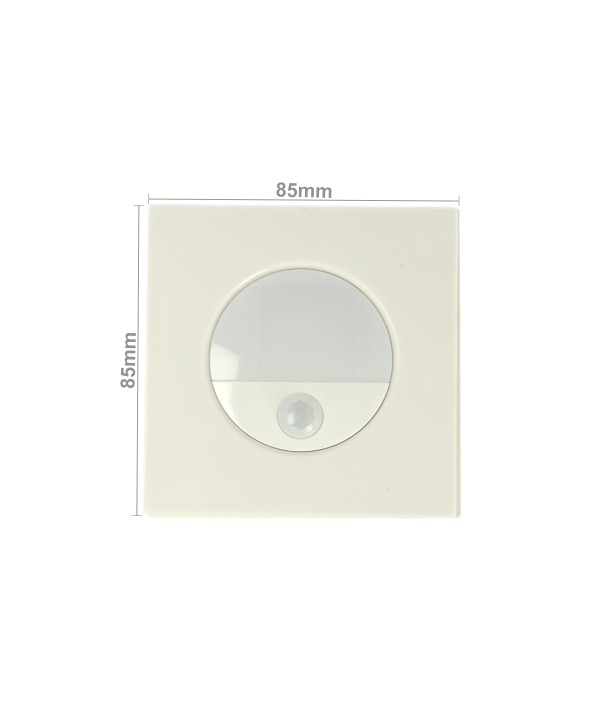 Faretto Luci Led Segnapasso Con Sensore Movimento 3W Bianco Neutro Quadrato Scatola Incasso 86X86 da Muro Incluso SKU-5570