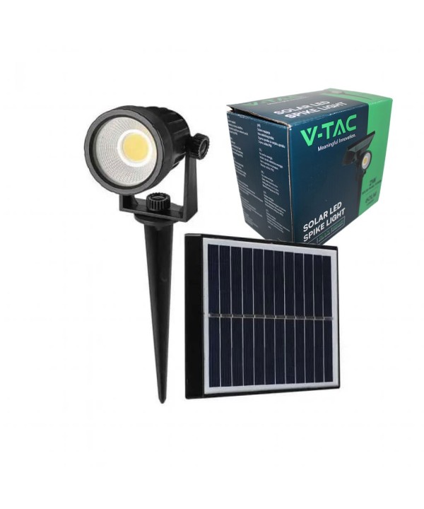 Faretto LED da Giardino con Picchetto Colore Nero Con Pannello Solare 2W 4000K IP65 SKU-6661