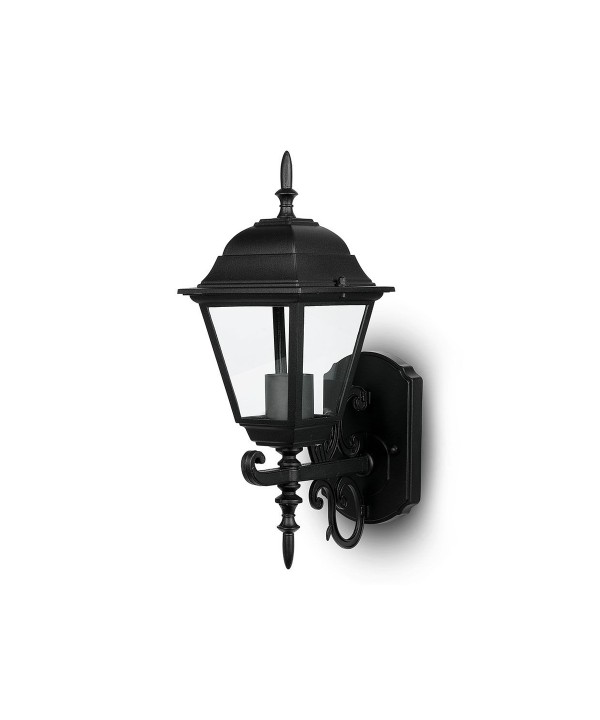 Lampada Da Parete Lanterna Giardino Attacco E27 Garden Wall Lamp IP44 Colore Nero Modello Classico SKU-7519