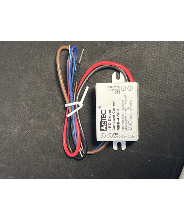 Mini Led Driver IP65 Corrente Costante 500mA 4V-8VDC 4W 48X38X21mm