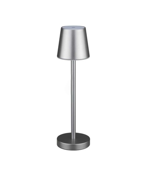 Lampada Led da Tavolo Grigio Ricaricabile 3W Dimmerabile con Comandi Touch Per Uso Interno Esterno IP20 Bianco Caldo 3000K SKU-10187