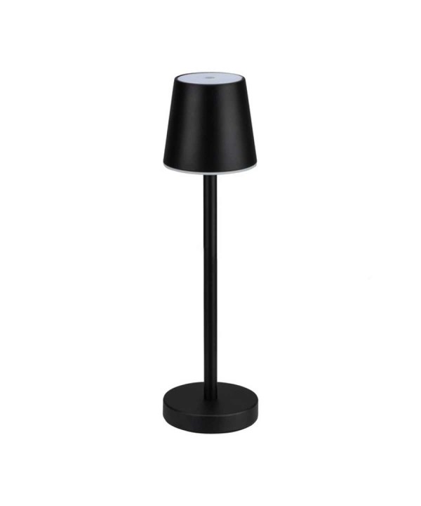 Lampada Led da Tavolo Nero Ricaricabile 3W Dimmerabile con Comandi Touch Uso Interno ed Esterno IP20 Bianco Naturale 4000K SKU-10194
