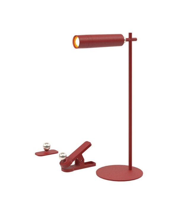 Lampada LED da Tavolo Magnetica 3W Ricaricabile con USB C Touch Dimmerabile 4000K Colore Rosso SKU-23043