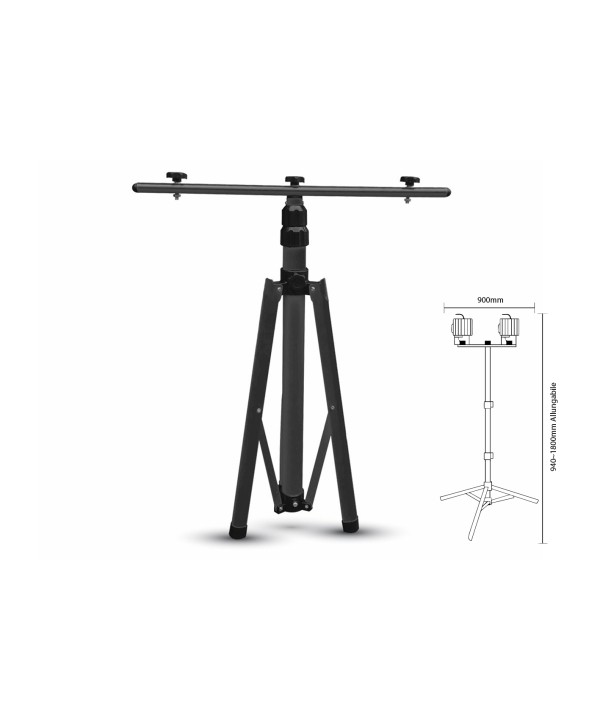 Tripiedi Treppiede Tripod Portafari Multiuso Per 2 Fari Proiettori Uso Cantiere Officina Colore Nera Max 160cm SKU-9546