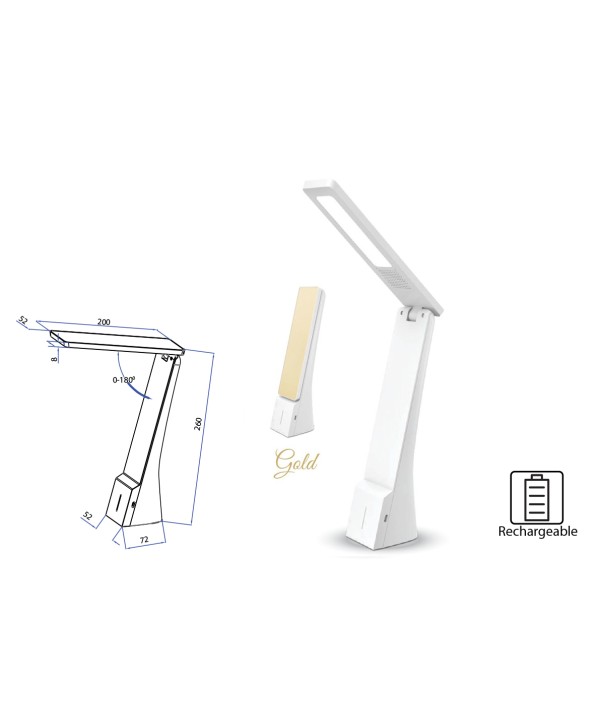 Lampada Led Da Tavola Ricaricabile Portatile 4W Dimmerabile In 3 Intensita Bianco + Argento SKU-7098