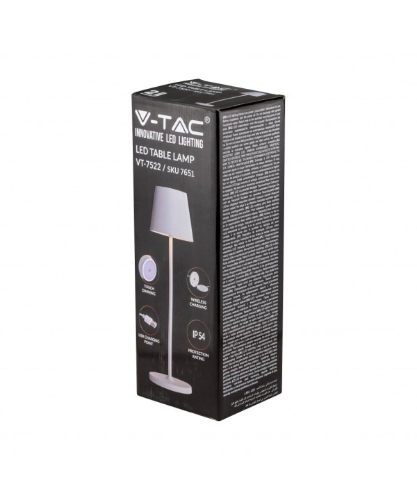 Lampada LED da Tavolo 2W Colore Bianco in Alluminio con caricatore Wireless e Touch Dimmerabile 3000K IP54 SKU-7651