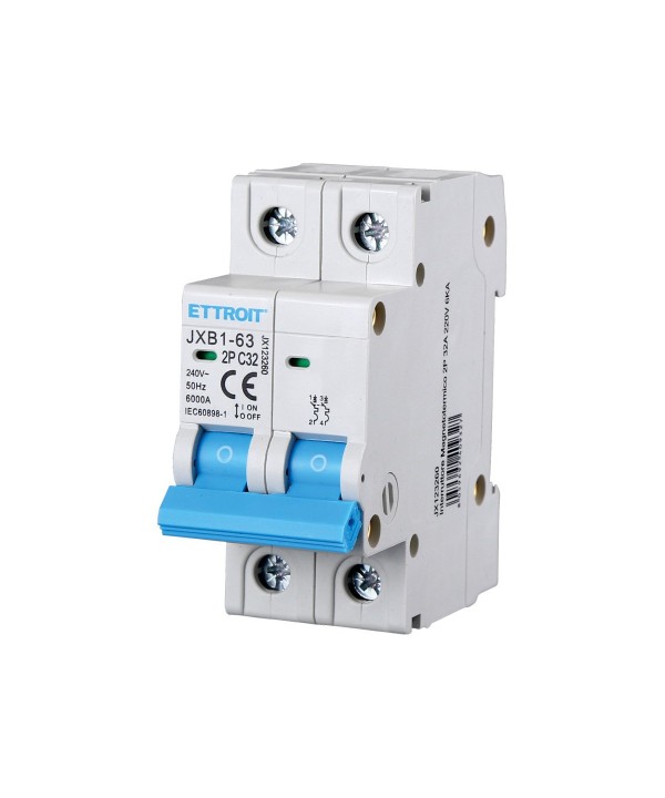 ETTROIT Interruttore Magnetotermico Automatico 2P 32A 6000A 220V Salvavita Stotz Occupa 2 Moduli DIN