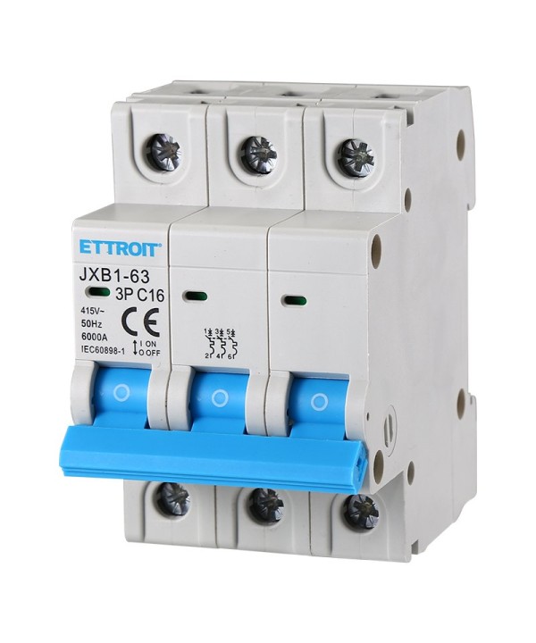 ETTROIT Interruttore Magnetotermico Automatico 3P 16A 6000A 220V 380V Salvavita Stotz Occupa 3 Moduli DIN
