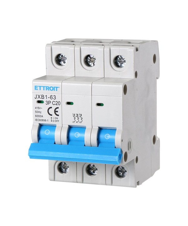 ETTROIT Interruttore Magnetotermico Automatico 3P 20A 6000A 220V 380V Salvavita Stotz Occupa 3 Moduli DIN