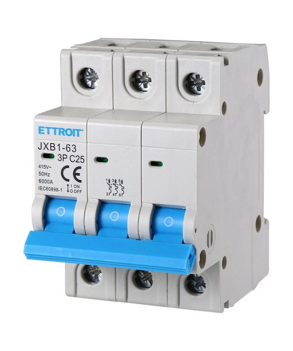 ETTROIT Interruttore Magnetotermico Automatico 3P 25A 6000A 220V 380V Salvavita Stotz Occupa 3 Moduli DIN