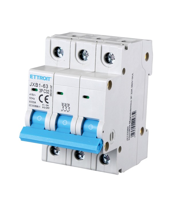 ETTROIT Interruttore Magnetotermico Automatico 3P 32A 6000A 220V 380V Salvavita Stotz Occupa 3 Moduli DIN