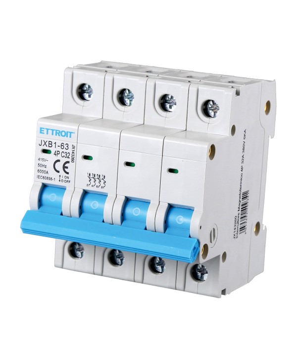 ETTROIT Interruttore Magnetotermico Automatico 4P 32A 6000A 220V 380V Salvavita Stotz Occupa 4 Moduli DIN