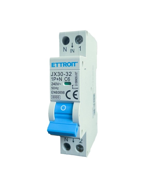ETTROIT Interruttore Magnetotermico Automatico 1P+N 6A 6000A 220V Salvavita Stotz Occupa 1 Modulo DIN