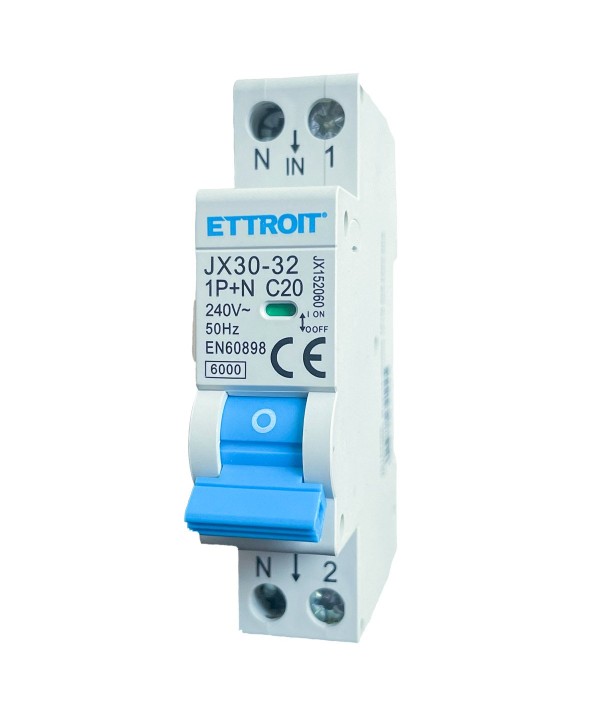 ETTROIT Interruttore Magnetotermico Automatico 1P+N 20A 6000A 220V Salvavita Stotz Occupa 1 Modulo DIN
