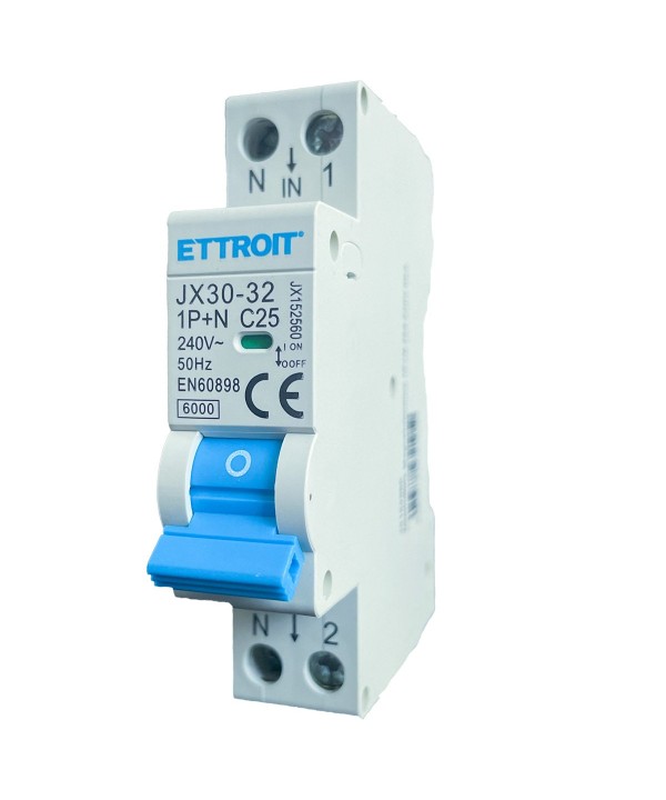 ETTROIT Interruttore Magnetotermico Automatico 1P+N 25A 6000A 220V Salvavita Stotz Occupa 1 Modulo DIN