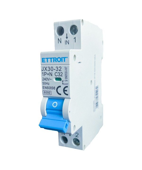 ETTROIT Interruttore Magnetotermico Automatico 1P+N 32A 6000A 220V Salvavita Stotz Occupa 1 Modulo DIN