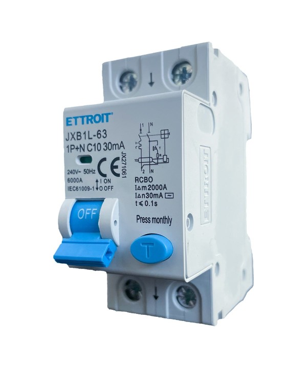 ETTROIT Interruttore Magnetotermico Differenziale 1P+N 10A 6KA 30mA 220V Occupa 2 Moduli DIN