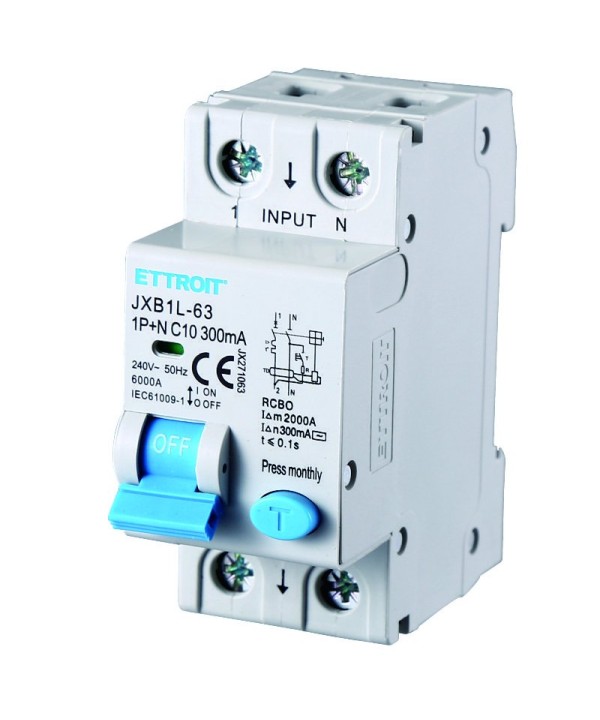 ETTROIT Interruttore Magnetotermico Differenziale 1P+N 10A 6KA 300mA 220V Occupa 2 Moduli DIN