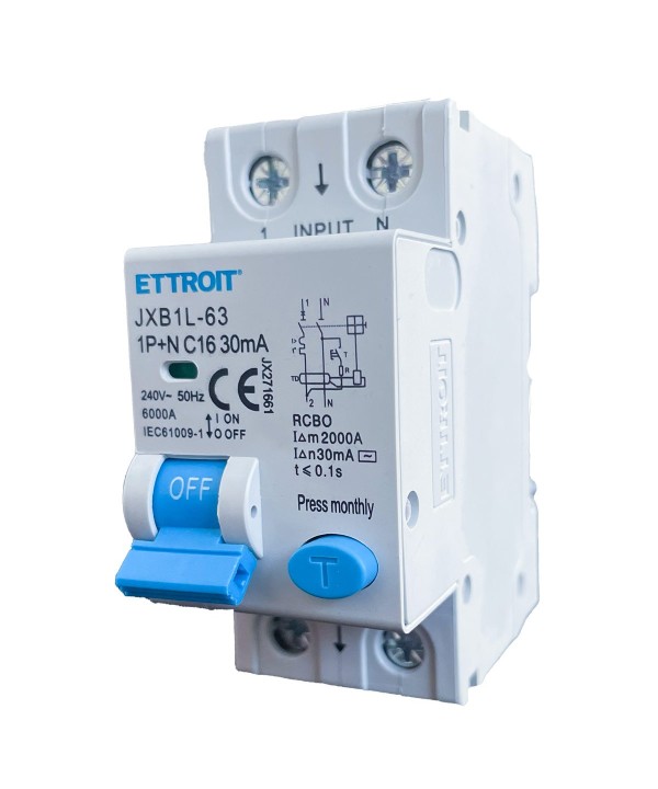 ETTROIT Interruttore Magnetotermico Differenziale 1P+N 16A 6KA 30mA 220V Occupa 2 Moduli DIN