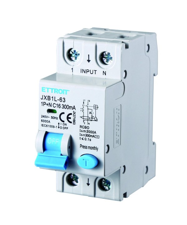 ETTROIT Interruttore Magnetotermico Differenziale 1P+N 16A 6KA 300mA 220V Occupa 2 Moduli DIN