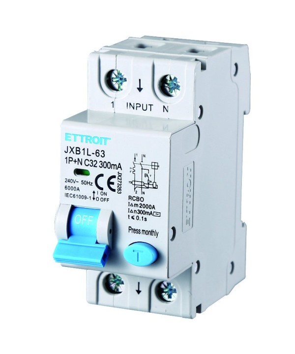 ETTROIT Interruttore Magnetotermico Differenziale 1P+N 32A 6KA 300mA 220V Occupa 2 Moduli DIN