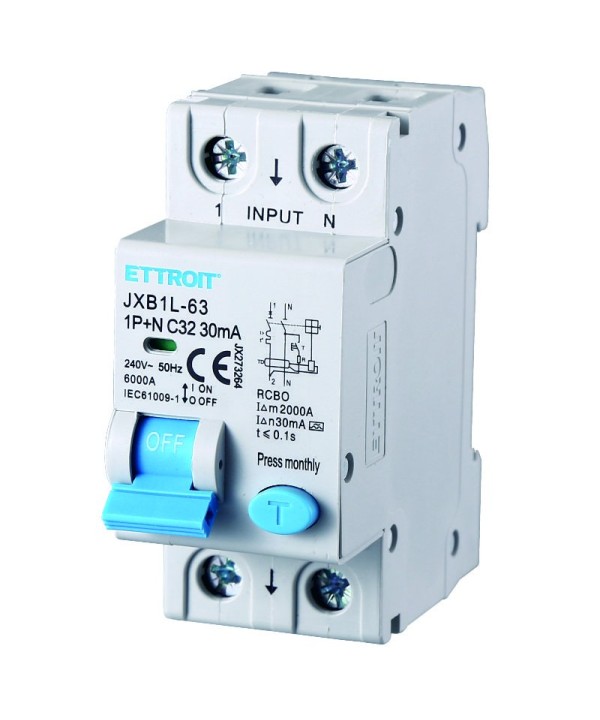 ETTROIT Interruttore Magnetotermico Differenziale Tipo A 1P+N 32A 6KA 30mA 220V Occupa 2 Moduli DIN