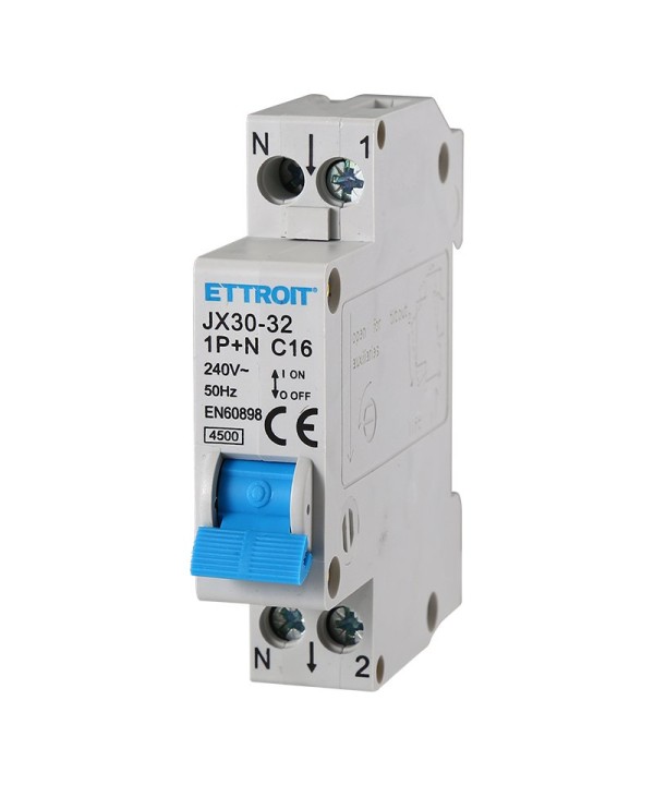 ETTROIT Interruttore Magnetotermico Automatico 1P+N 16A 4500A 220V Salvavita Stotz Occupa 1 Modulo DIN